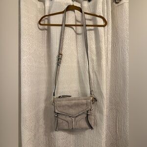 Gray Crossbody Bag with Gold Hardware